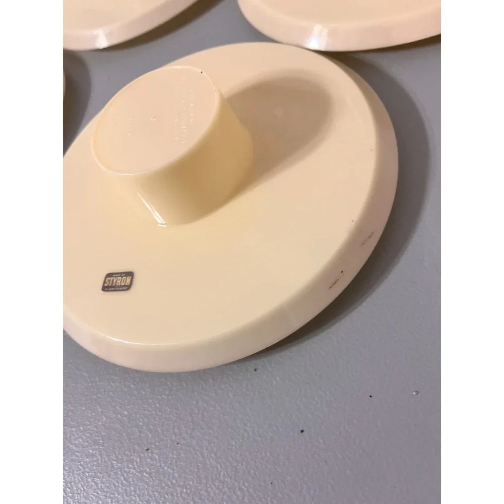 Retro Hi-Snack Party Plates Serv-Rite Set Of‎ 4 Matching Cream Gold Trim Retro